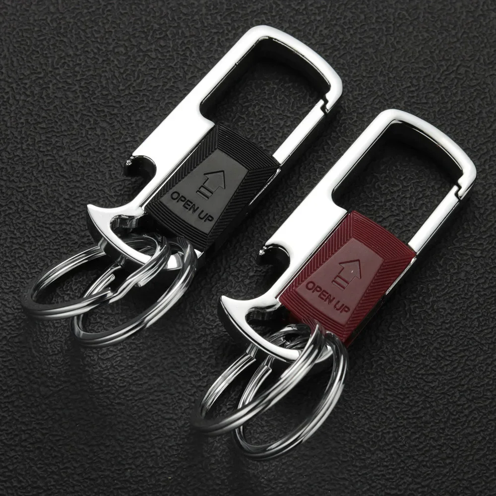 Cool Keychain Car Fob Key Chain Holder Clip with Detachable Valet Anti-Lost for Men Beer Opener Bottle Keyfob Keyrings K434