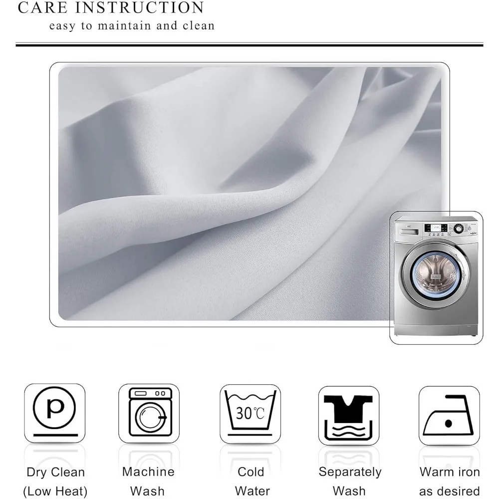 Cortinas opacas plisadas de doble pellizco con ganchos, gris, 100 de ancho para tratamientos de ventanas de salón y dormitorio