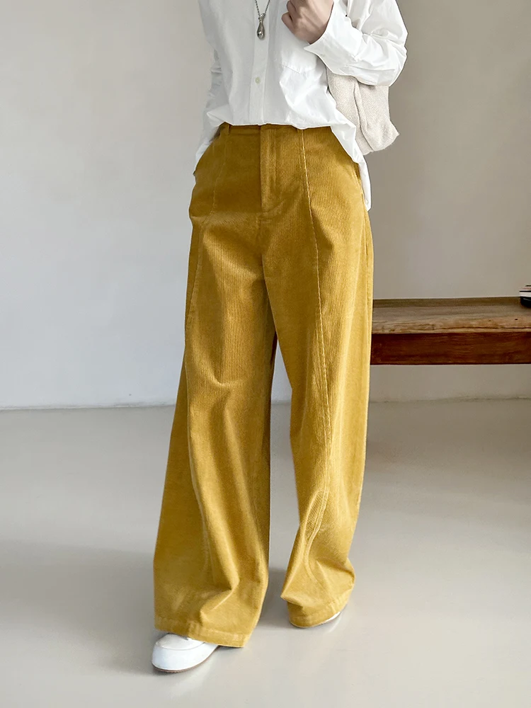 

High Waist Velvet Dra Pants Floor-Length mat Sle Women's Casual Trousers Soft Cotton Stretchy Straight Leg Pants