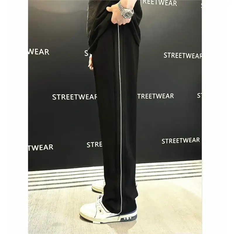 

Spring 2025 Men's Loose Fit Spor Casual Pants Luxury Drapey Wide Leg Straight Cut Breathable Comfortable Youthful Sle