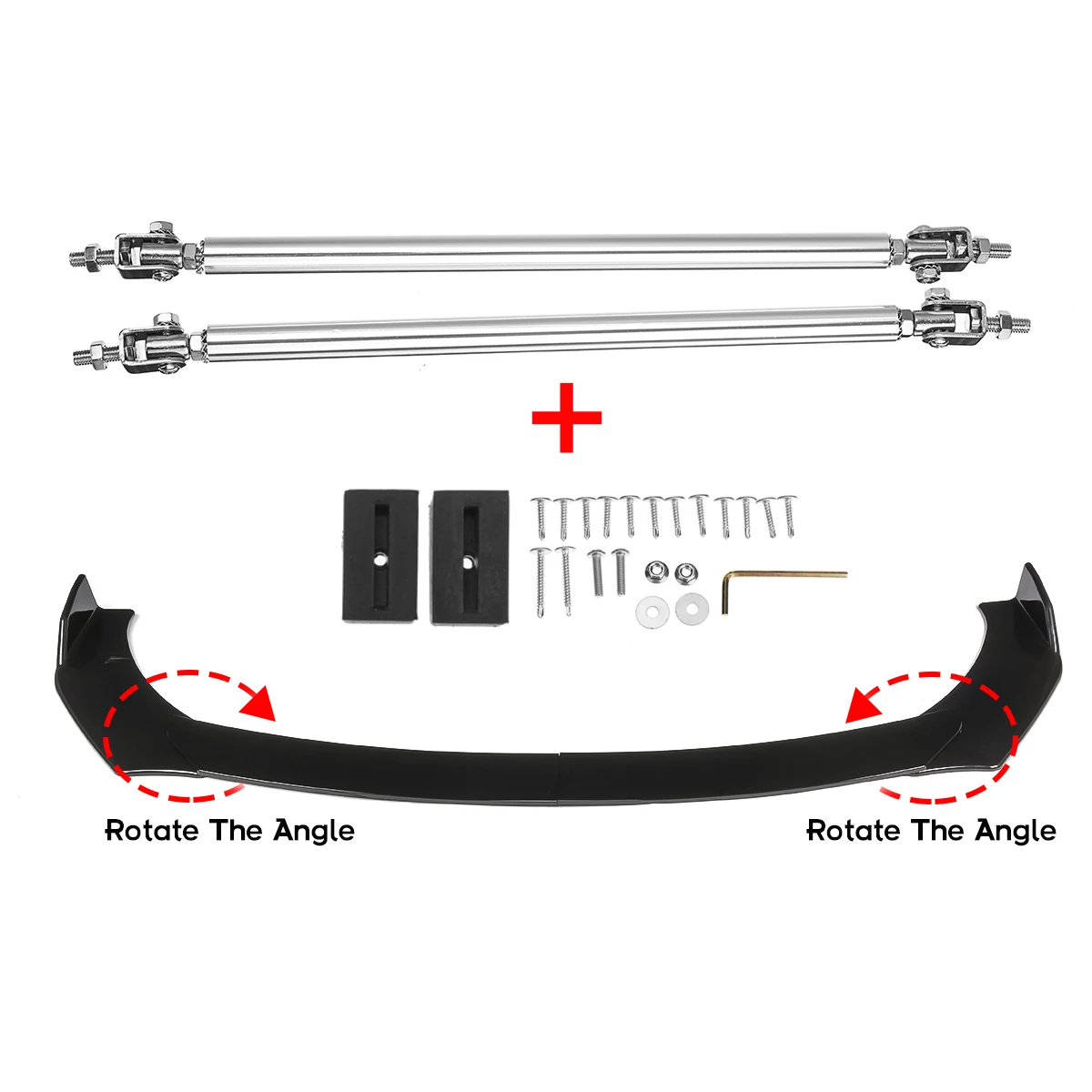 New Front Bumper Lip Spoiler Splitter Body Kits + Strut Rods Tie Support Bars Universal For Peugeot For Honda For Kia For Toyota