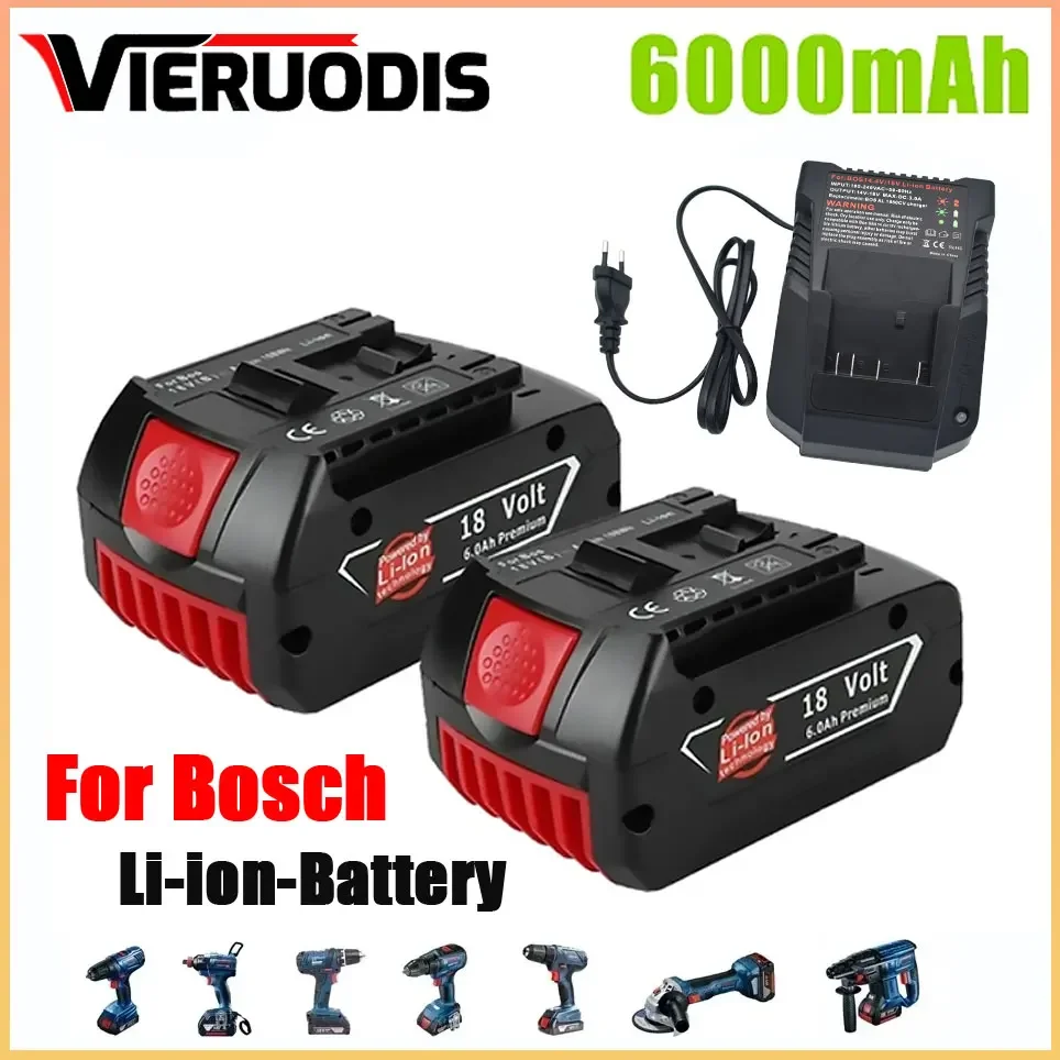 

For Bosch 18V 6.0AH Professional Lithium Battery Rechargeable Power Tool Battery for Bosch BAT609 BAT609G BAT618 BAT618G