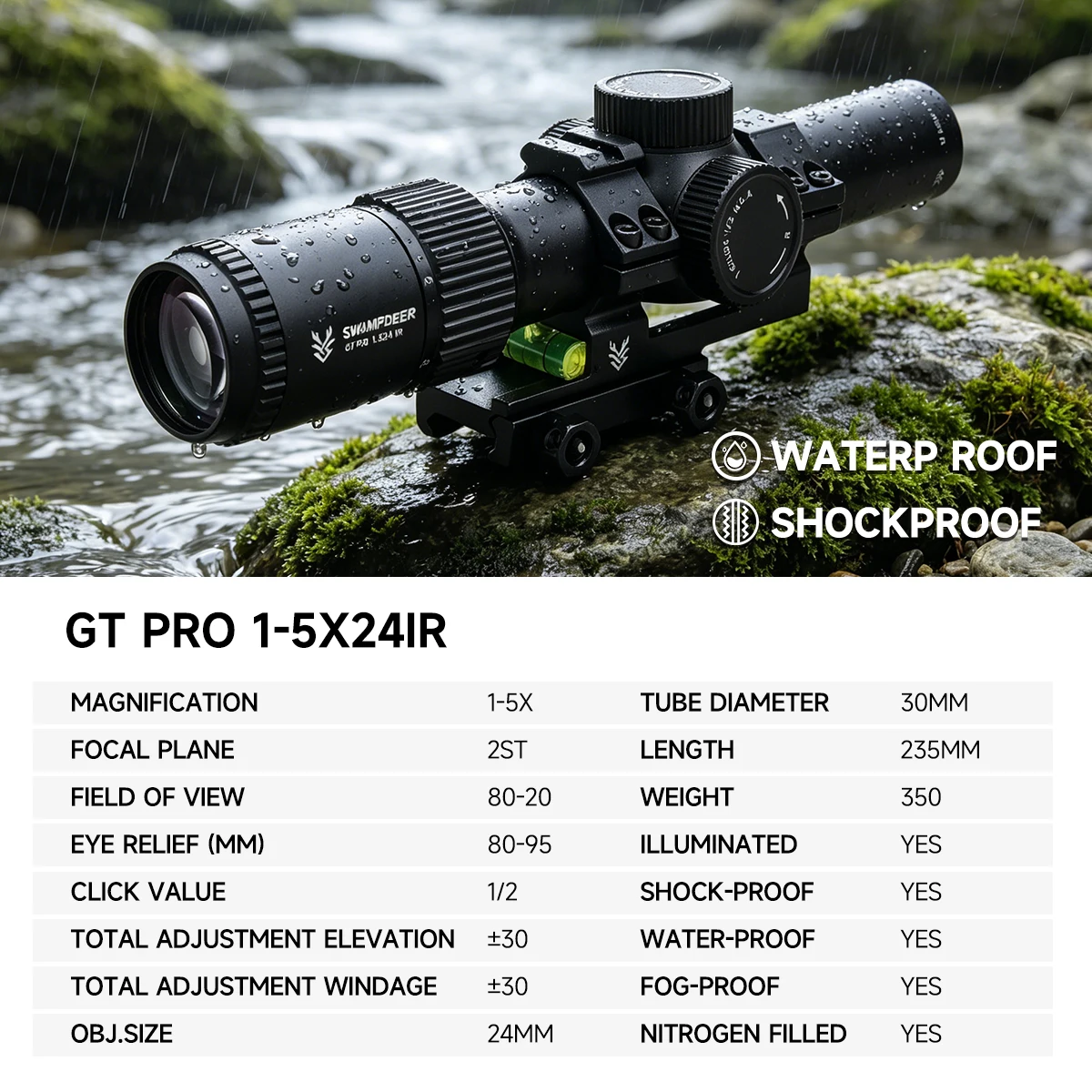 GT PRO 1-5X24IR Tactical Scope - Outdoor Hunting Lab ulasan dan harga