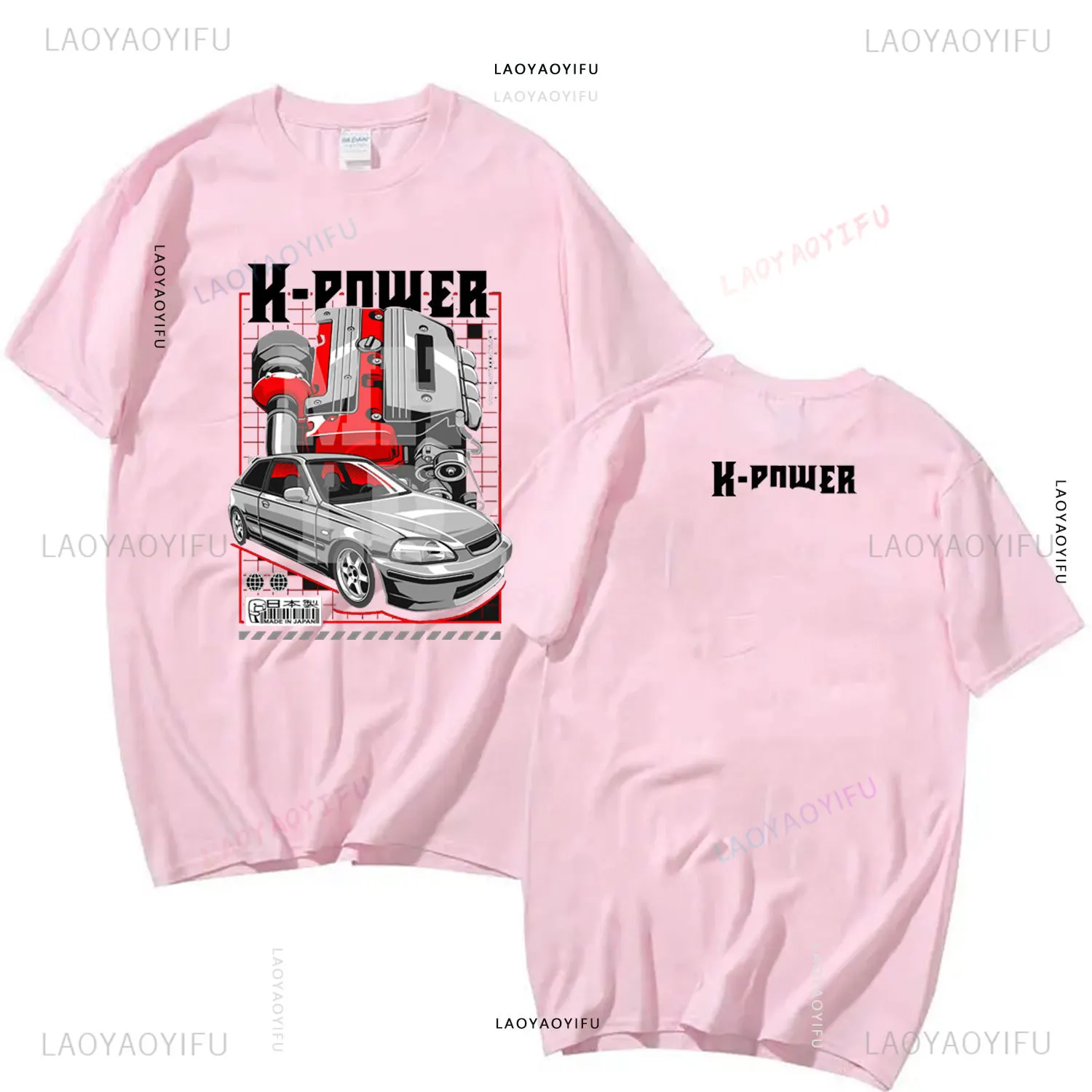 Hot Sale JDM 100%Cotton Classic Japanese Car Fans Civic EK Man‘s T-SHIRT Civic Type R Ek9 Revving Over Car K-Series Engine Tops