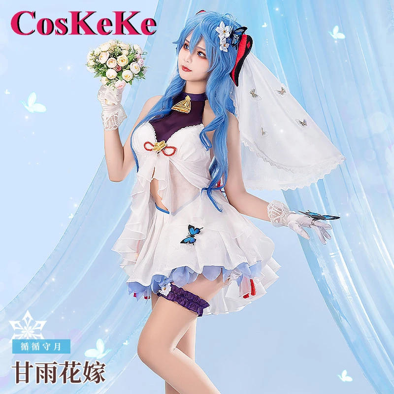 CosKeKe Ganyu Cosplay Anime Spiel Genshin Impact Kostüm Wunderschönes süßes Hochzeitskleid Komplettset Frauen Party Rollenspiel Kleidung Neu