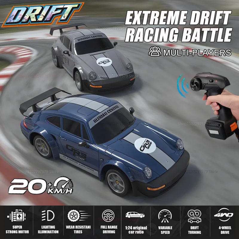 

2025 Новый 4WD 1:24 RC Drift Car 2,4 ГГц Светодиодные фонари 20 км/ч Высокоскоростной автомобиль с дистанционным управлением Игрушечный автомобиль с переменной скоростью для взрослых и детей Подарок