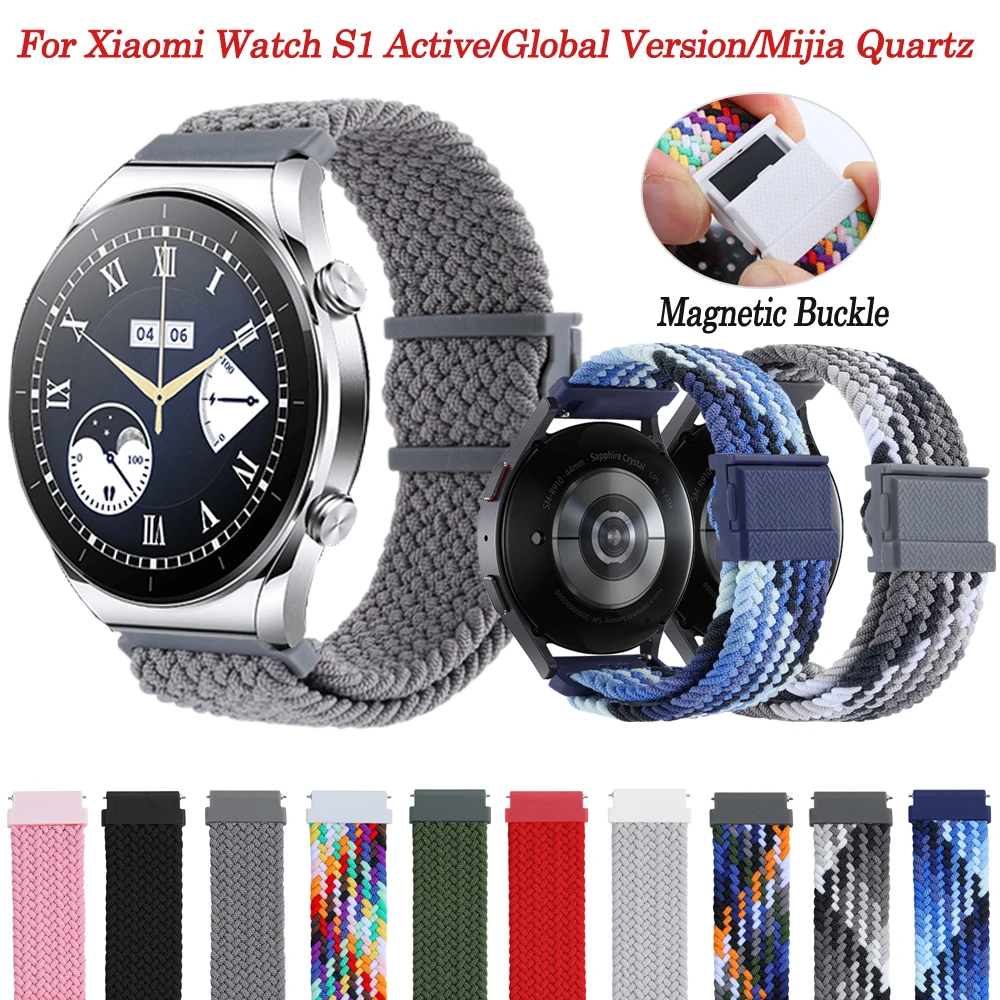 20/22mm Woven Nylon Straps For Xiaomi Watch S1 Pro/Color 2 Magnetic Buckle Smartwatch Bracelet For Mi S1 Active/Mi Bro Air Wrist