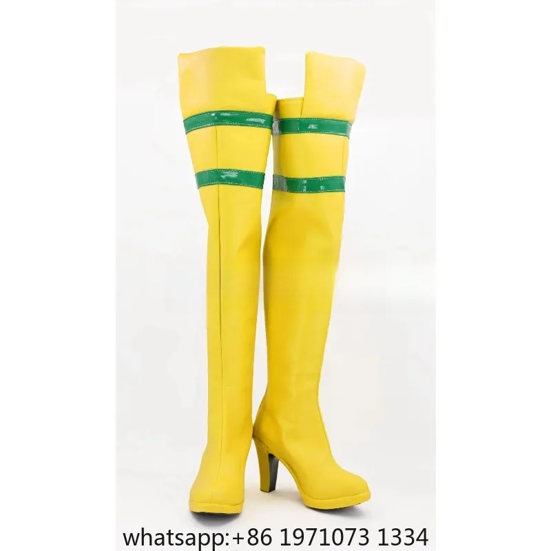 Anime X-MAN Anna Marie Rogue Cosplay Costume Shoes Yellow Handmade Boots