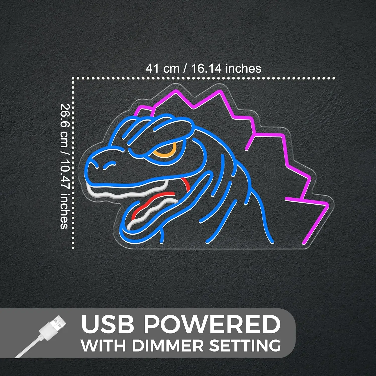 الذرية السحلية النيون تسجيل USB عكس الضوء LED ملك الوحوش ضوء النيون الوحش جدار ديكور فني الخيال العلمي ديكور ثقافة البوب هدية #2