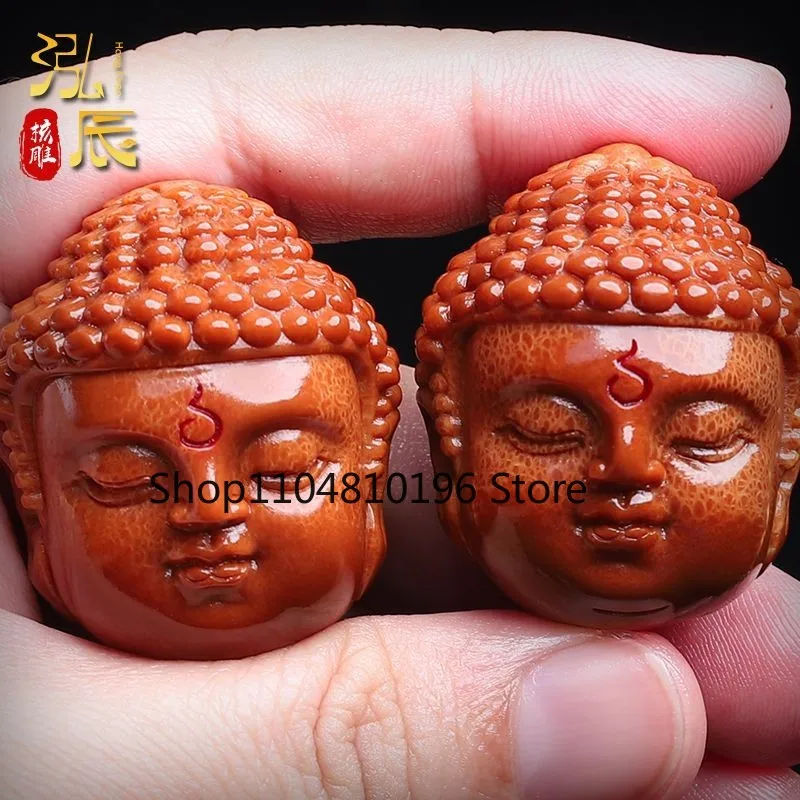 34*40mm New Amitabha Buddha Carved Nut Hand Ball Ornament Brazilian Wood