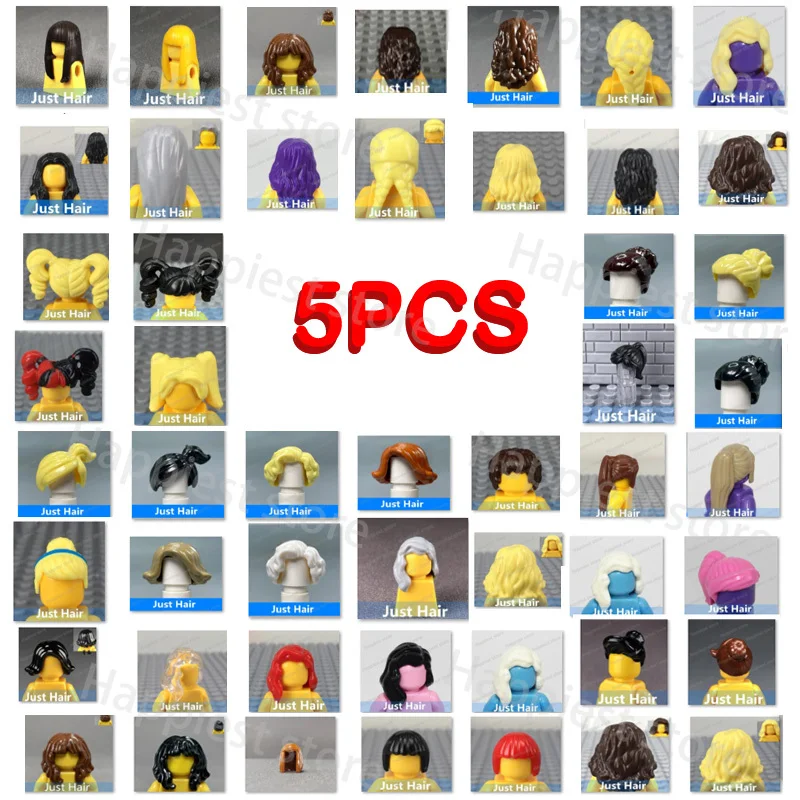 MOC Figures Hair Hairstyles body Parts Building Blocks pieces Human Figure Head Girl Boy City Character Accessories Bricks Toys