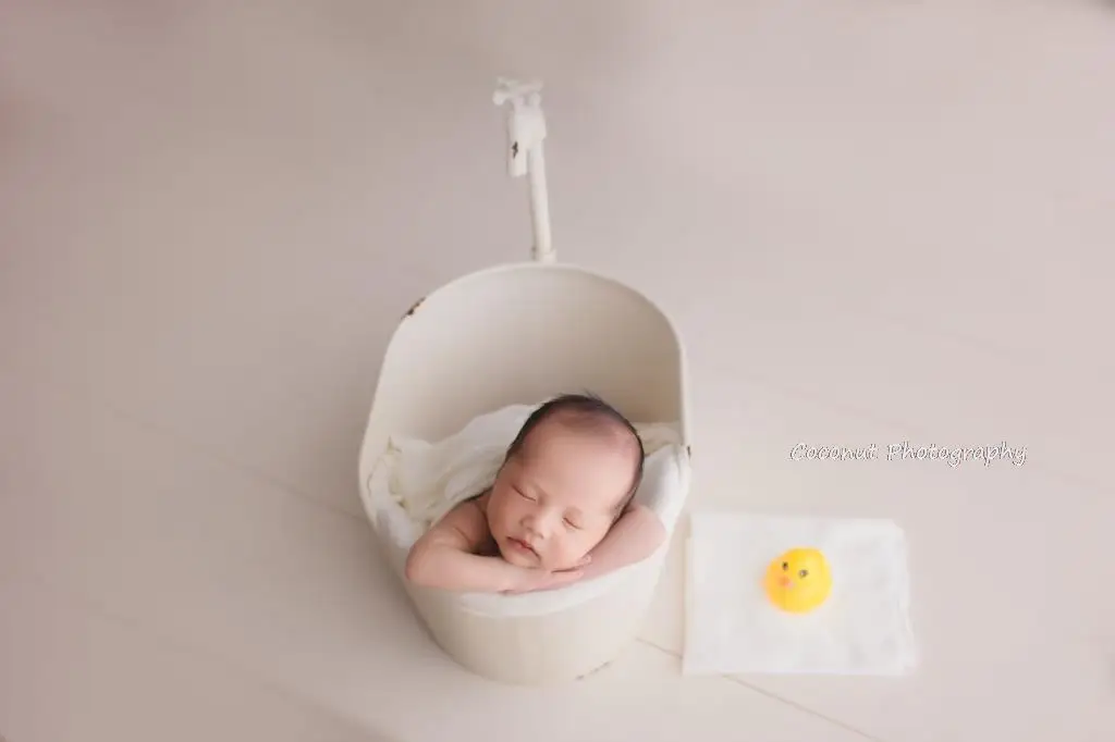 Kokos Neugeborenen Fotografie Requisiten Baby Foto Badewanne Mit Wasserhahn Voll-mond Baby Schießen Zubehör Foto Requisiten Eisen Badewanne