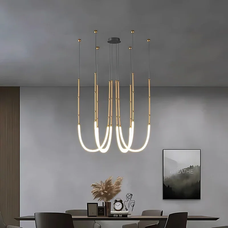 Candelabro de estilo italiano contemporáneo, lámparas para sala de estar, restaurante, Villa, sala de exposiciones, escalera, luz colgante larga Led