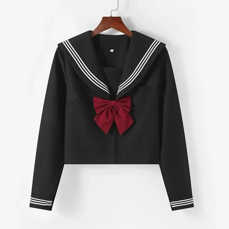 Japanse Schooluniform Pak Sailor JK S-2XL Basic Cartoon Meisje Marine Sailor Uniform Zwart sets Marine Kostuum Dames meisje kostuum