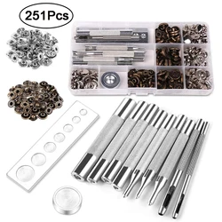 KRABALL 251PCS Metal Button Leather Snap Fasteners Kit Snap Press Studs with Installation for Clothing Leather Jacket Jeans Wear