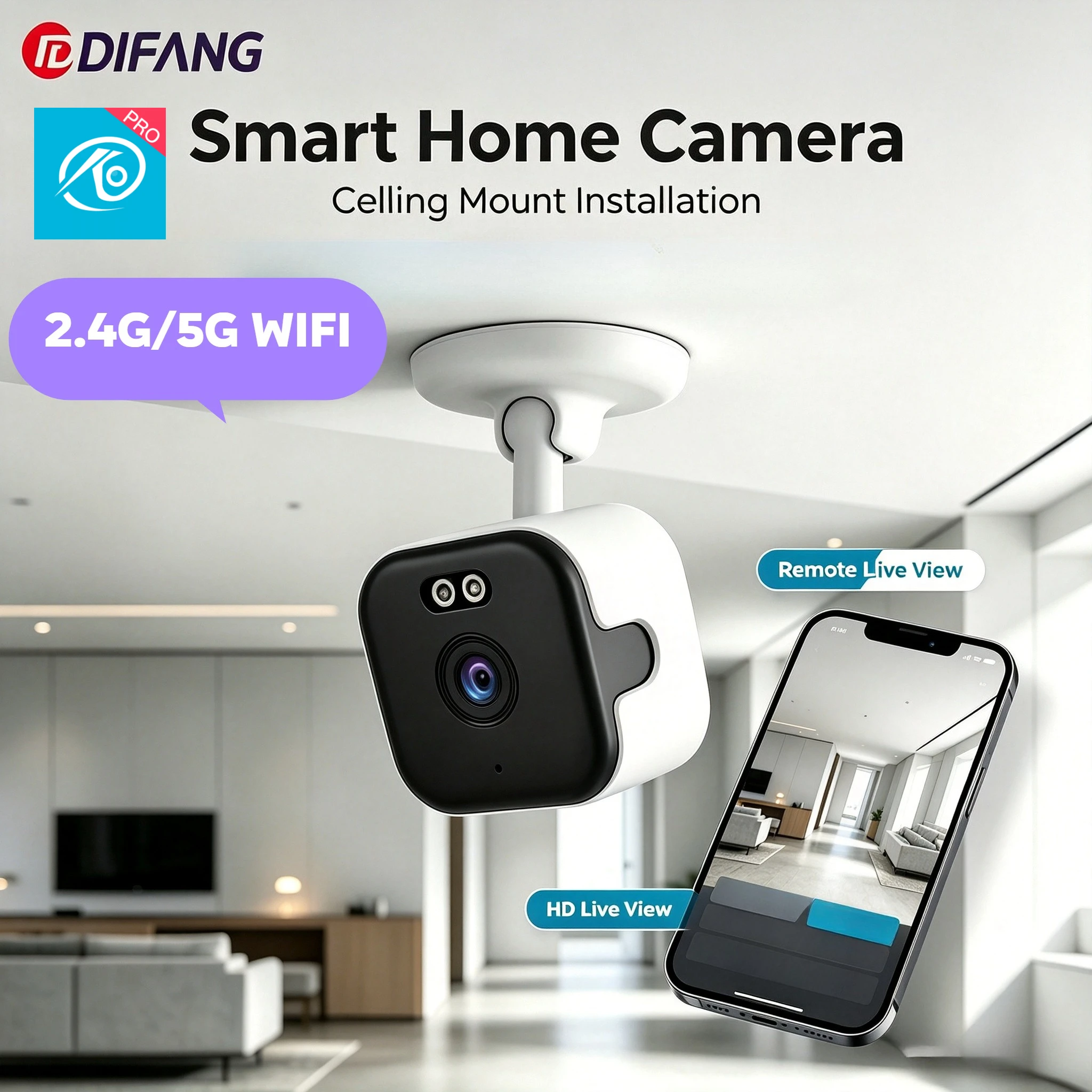 Baby Monitor Split Screen - O-Kam Pro 5MP Mini Cube Dual