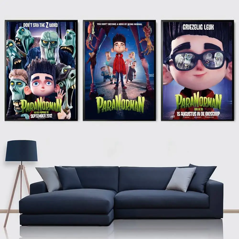 ملصق الرسوم المتحركة أنيمي P-ParaNorman 	   لوحة فنية جدارية عالية الجودة للمنزل والمكتب وغرفة النوم وغرفة المعيشة وبار المدخل هدية مثالية