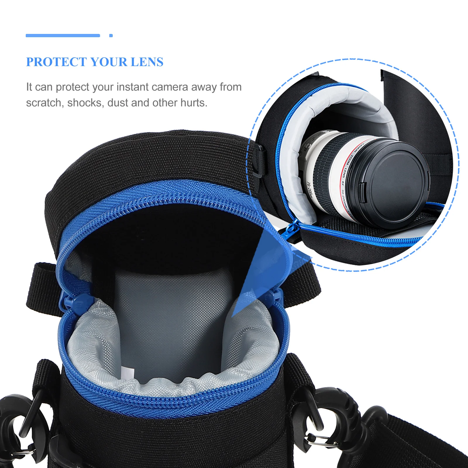 قطعة واحدة من حقيبة العدسات المقاومة للماء المقاومة للصدمات وخفيفة الوزن من البوليستر لعدسة الكاميرا وحزام قابل للتعديل للتصوير الفوتوغرافي #4