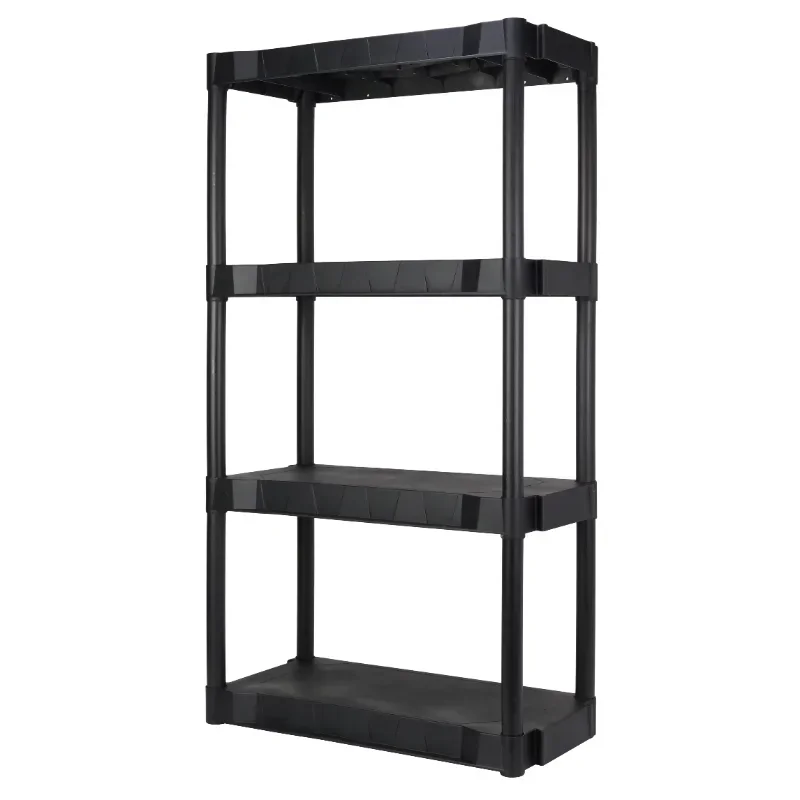 

Tough 13.88"D x 30"W x 56.2"H 4 Shelf Plastic Garage Shelves, Blackshelf tools storage organize shelves