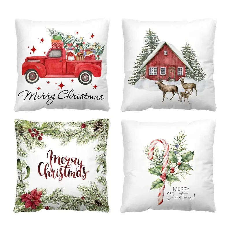 Vrolijk Kerstfeest Decoratief Kussensloop 45X45 Cm Xmas Kussensloop Kerstversiering Huisdecor Kussenhoes Voor Bank