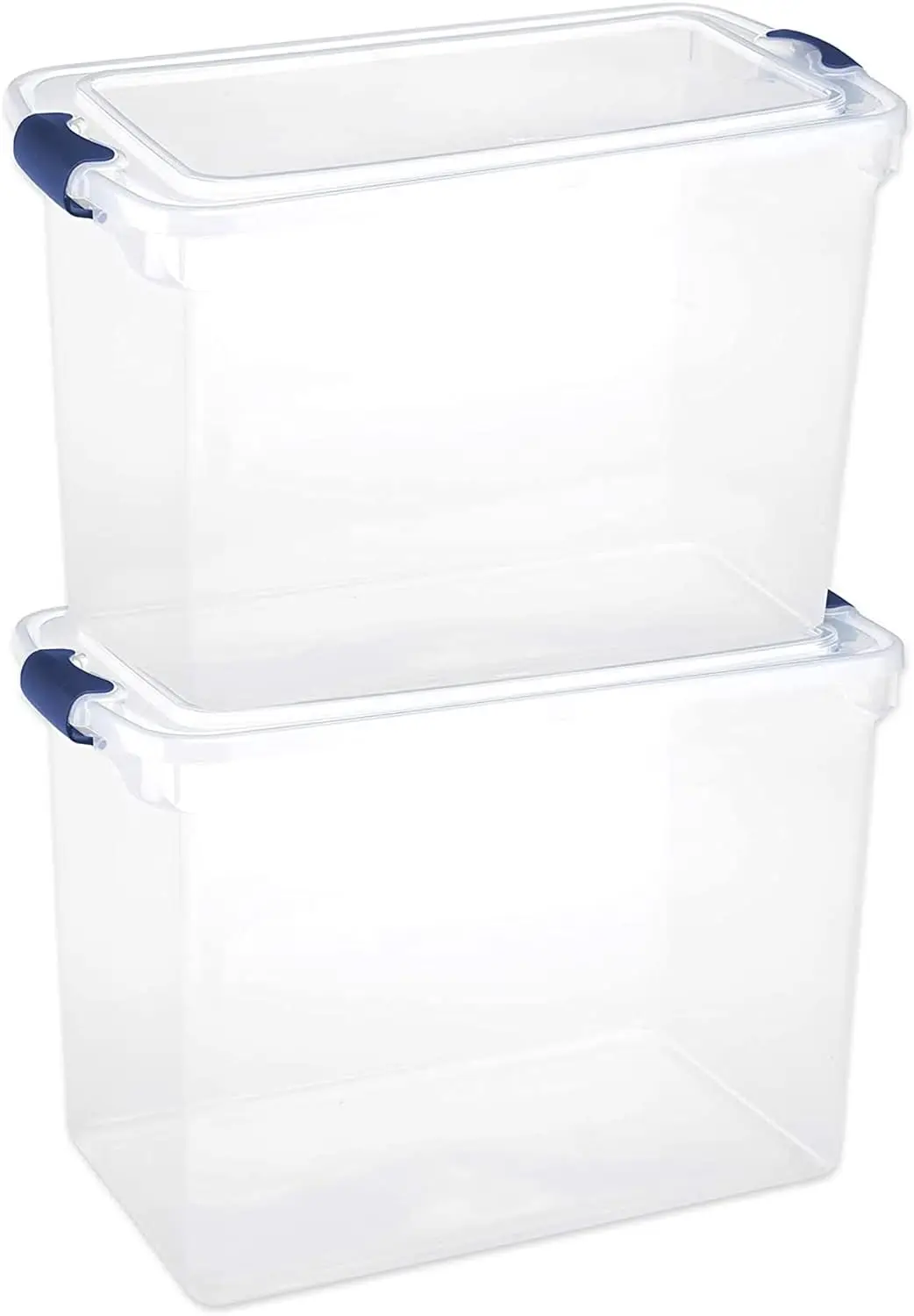 

2 Pack Multipurpose Stackable Storage Container Tote Bins with Secure Latching Lids for Home and Office Organization