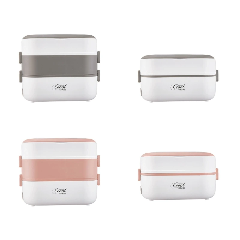 Caixa almoço elétrica aquecedor alimentos à prova vazamento portátil com recipiente aço inoxidável para carro & casa durável