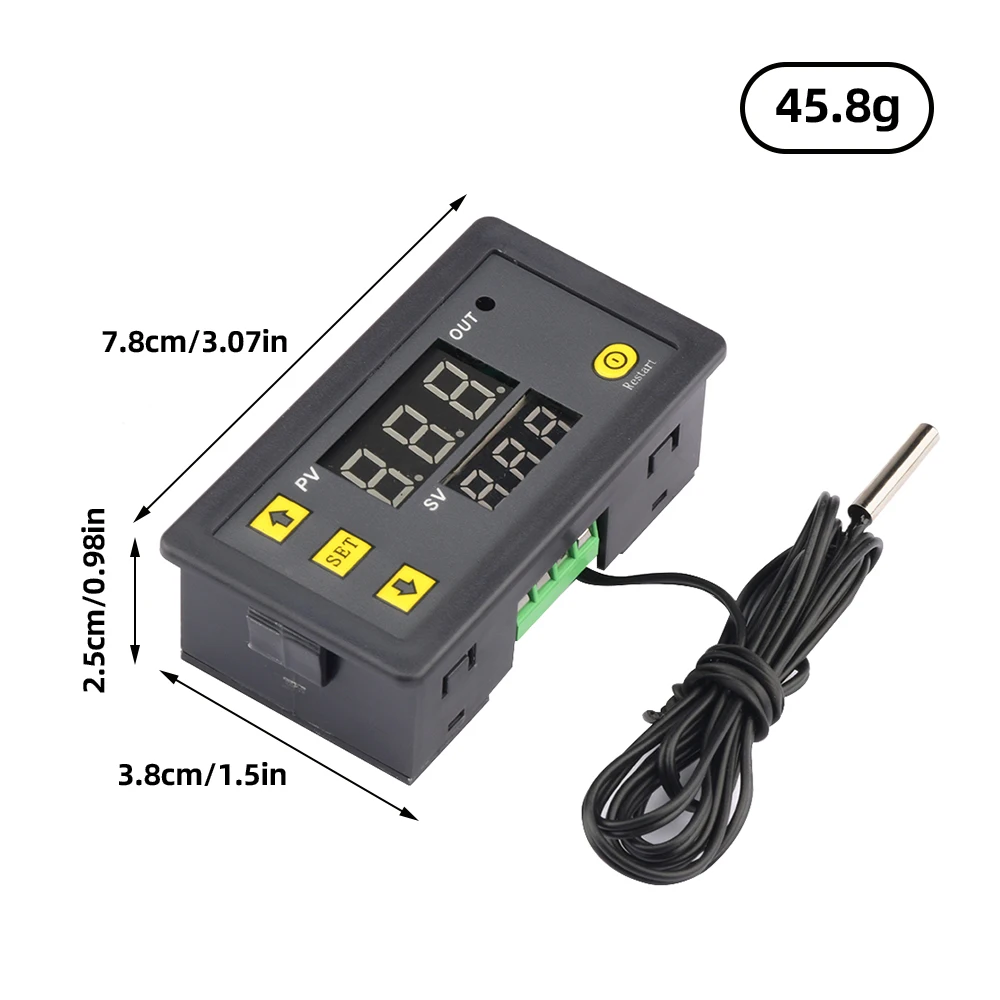 Imagem -06 - Termostato Digital Led Display com Interruptor de Aquecimento e Refrigeração Controlador de Temperatura Sensor Ntc W3230 dc 12v 20a