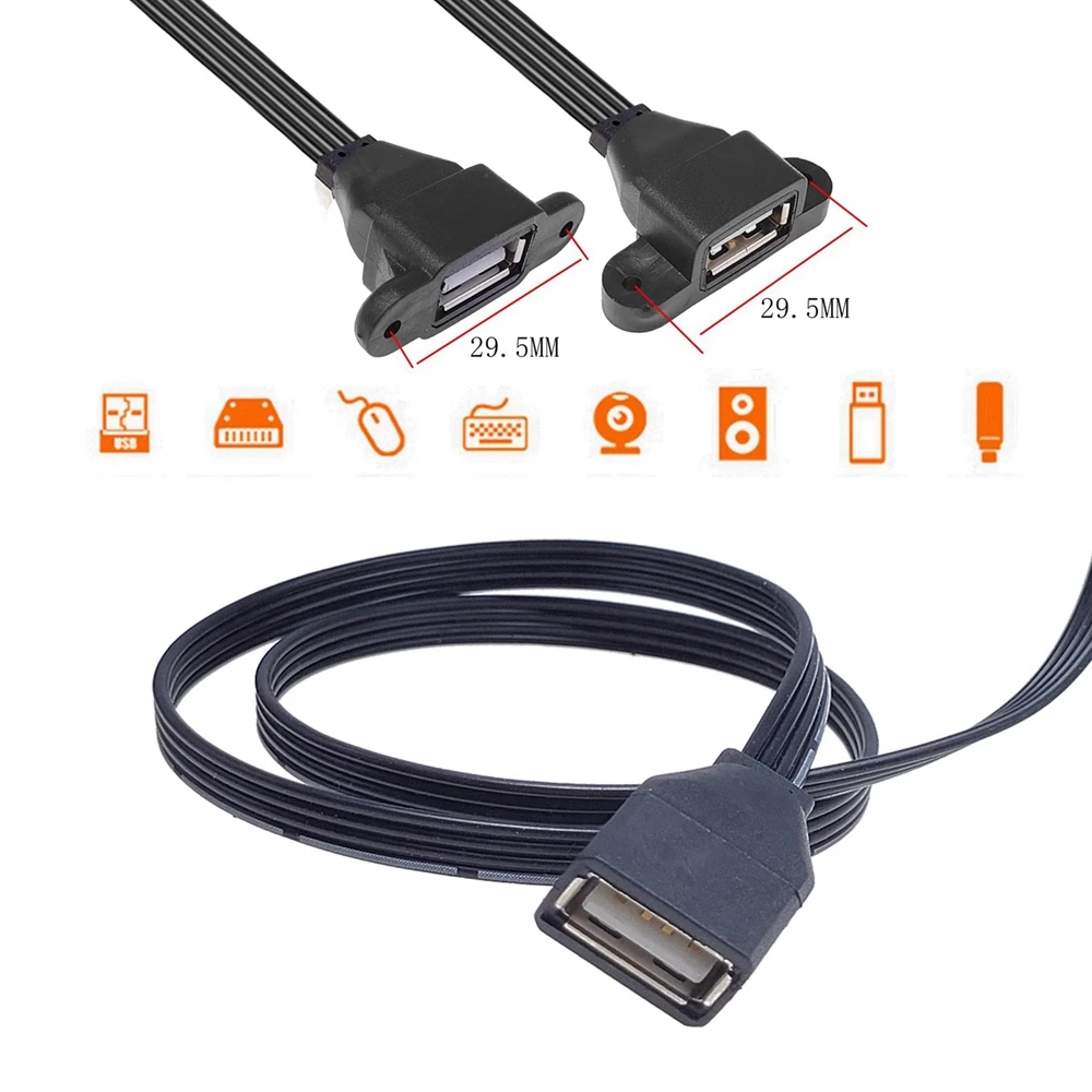 Kabel ekstensi datar USB 0.05 siku 2.0 m-1m, kabel data pria ke wanita, printer komputer USB flash drive mouse link kabel adaptor