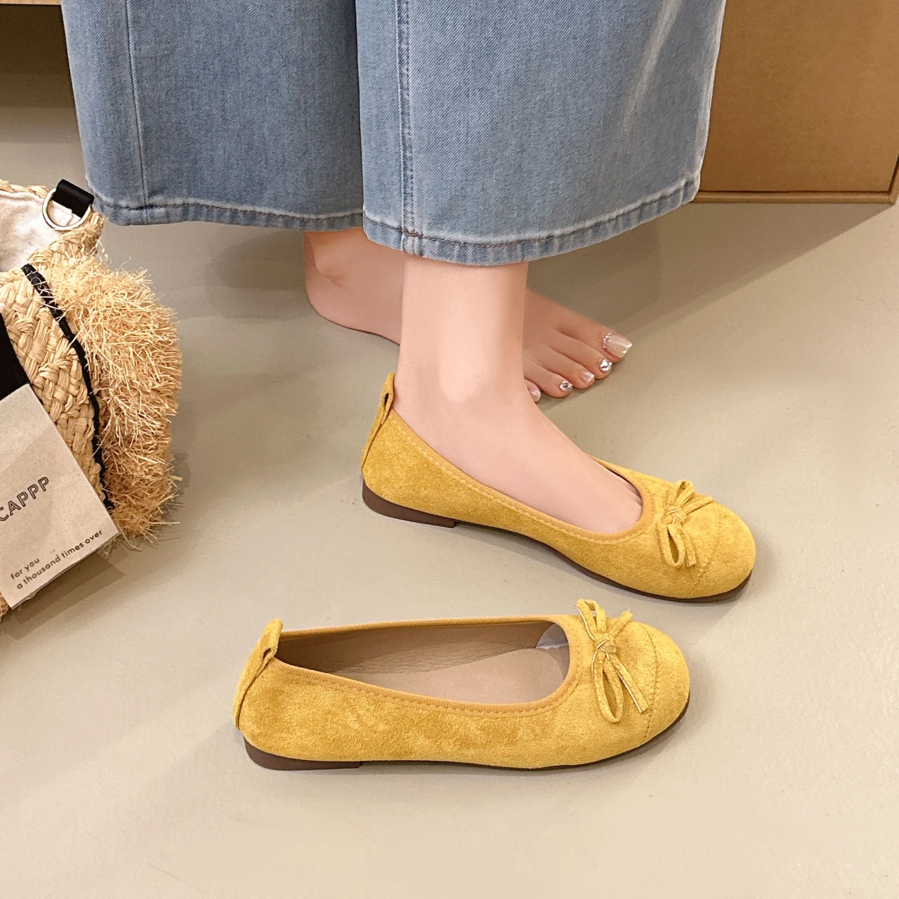 Spring and Autumn Women's Multicolor Choice Round Head Joker Ballet Flat Shoes 2026 New Fashion Bow One Foot Shallow Shoes