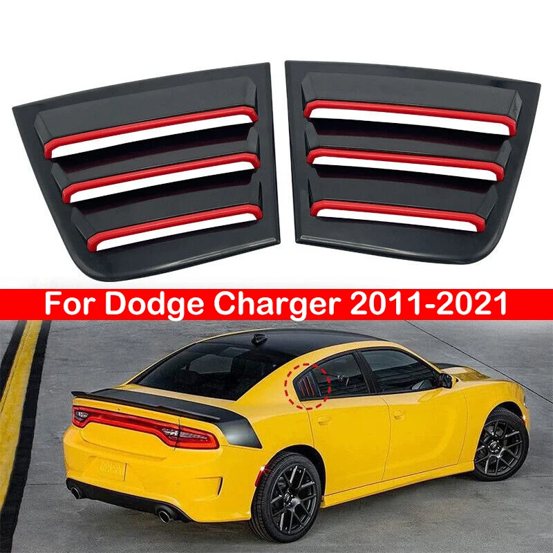 For Dodge Charger 2011-2021 Car Rear Louver Window Side Shutter Cover Blind Trim Sticker Vent Scoop ABS Carbon Fiber Accessories