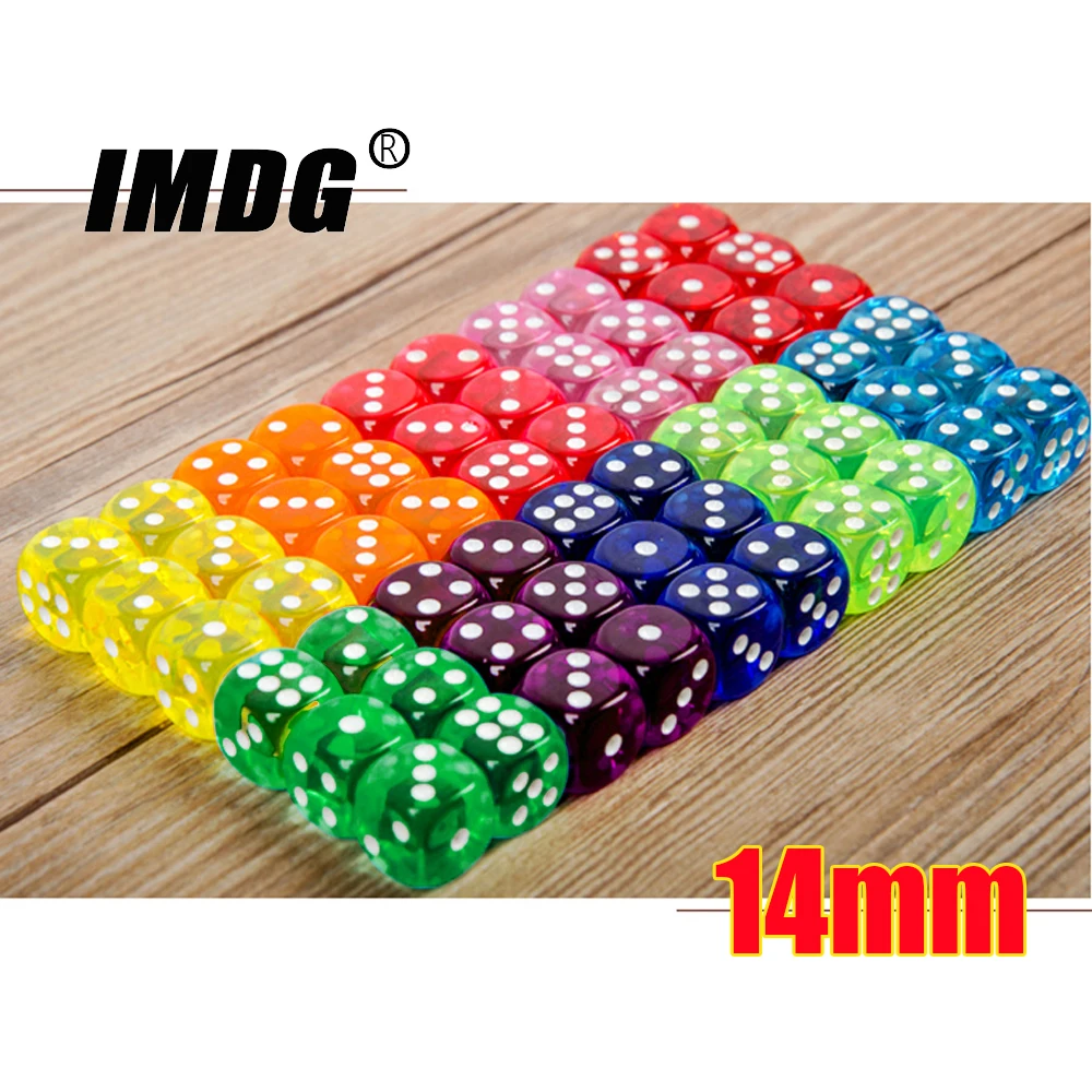 10pcs/pack Colors Acrylic Dice 14mm Transparent Round Corner High Quality Boutique Game Dice