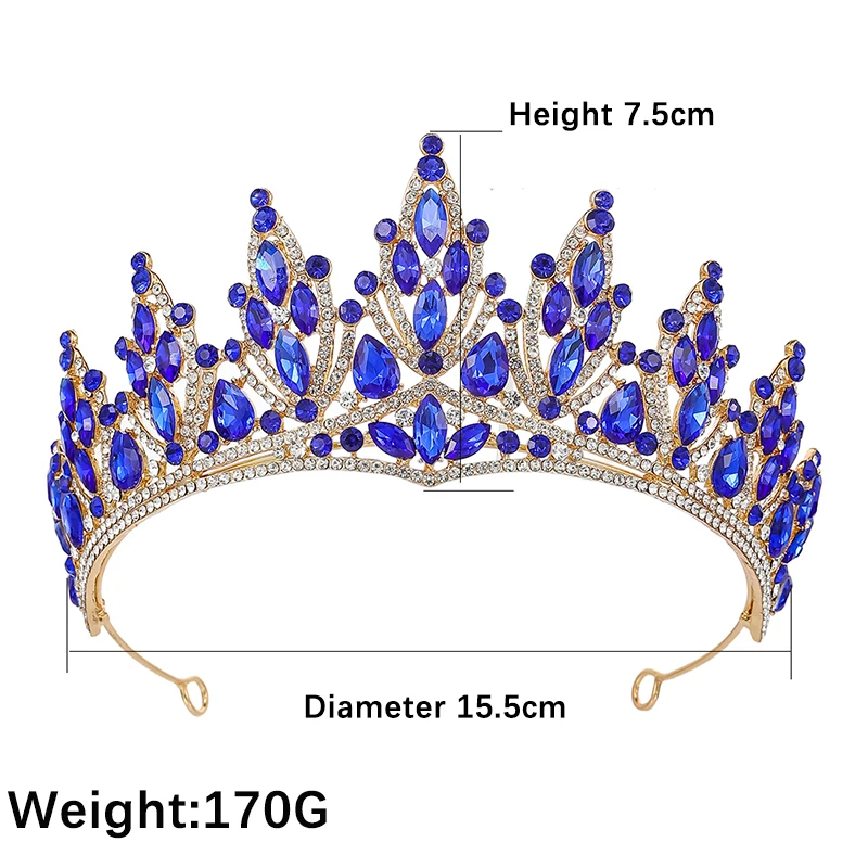 غطاء رأس على شكل تاج كريستالي فاخر على الطراز الباروكي - تاج الملكة / إكسسوار مجوهرات شعر الأميرة المسائية