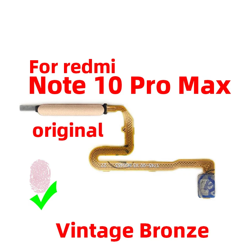 Original For Xiaomi redmi Note 10 pro max Fingerprint Sensor Home Return Key Menu Power Button Flex Ribbon Cable