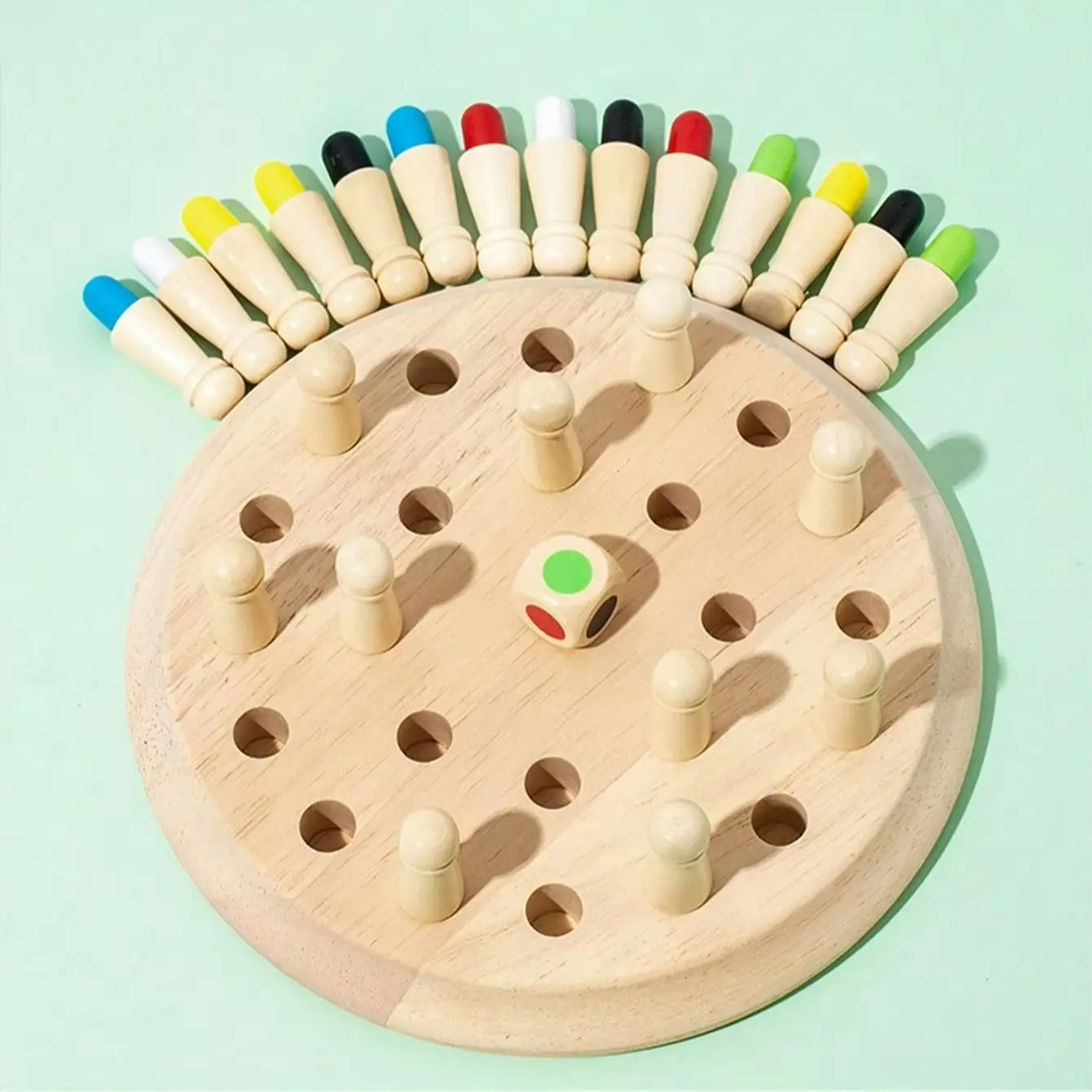 1 Set Wooden Color Memory Chess Desktop Toys Double Or Multiple People Interactive Creative Games A Birthday Present Gift