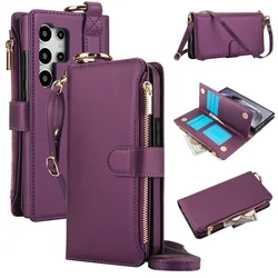 Crossbody Wallet Phone Case for Samsung Galaxy S23 S21 FE S25 S24 S22 Plus S26 Ultra A16 A36 A15 A52 A52S A56 A54 A55 5G