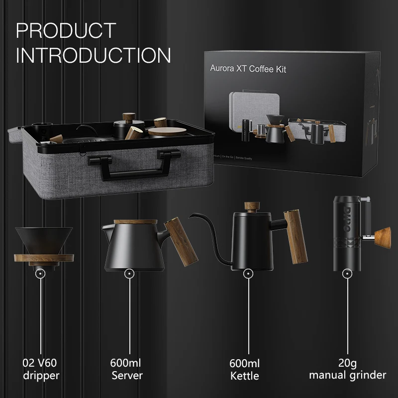 ชุดกาแฟหรู DHPO พร้อมแก้วกาแฟสองชั้น เครื่องบดกาแฟแบบมือหมุน กาน้ำร้อนแบบพกพา ชุดดริปกาแฟสำหรับเดินทาง