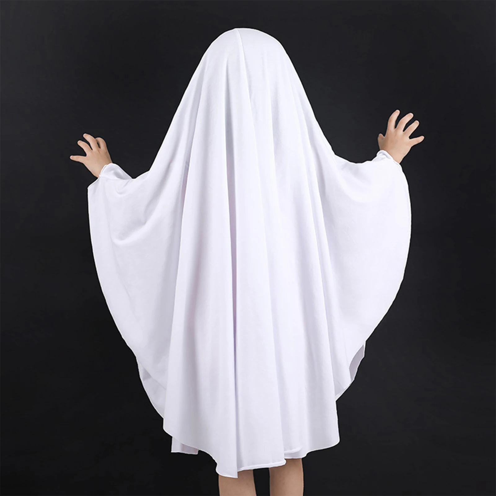 Kids Ghost Costume Halloween Ghost Cape with Pumpkin Bag Set for Toddler Cosplay Party Holiday Outfit