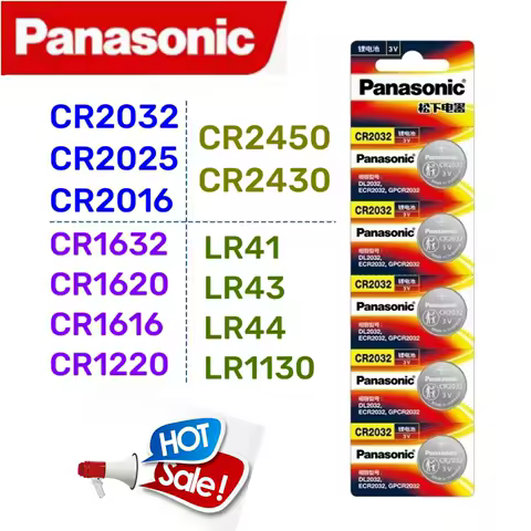 100Pcs Original Panasonic CR2032 CR2025 CR2016 CR1632 CR1616 CR1620 CR2450 CR2430 LR44 LR41 LR1130 LR43 Lithium Battery Batteria