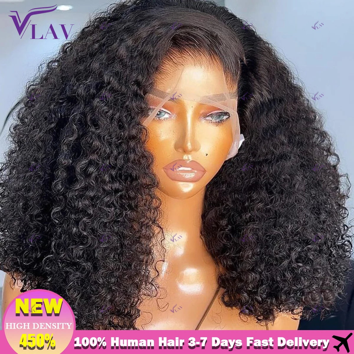 

450 Density Kinky Curly Wigs 360 HD Transparent Lace Human Hair Wigs Glueless Wigs 13x4 Lace Frontal Wig Preplucked Wear And Go