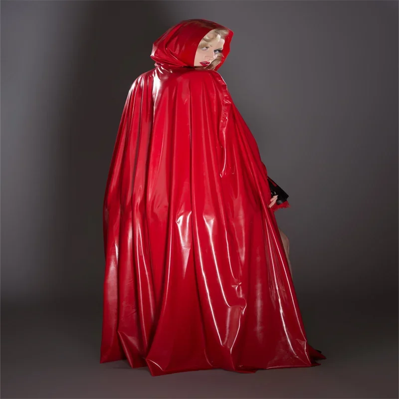 

Latex Cloak Handmade Rubber Bodysuit Red for Women Customize Cosplay Latex Suit