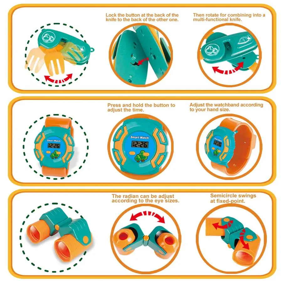 Namiot do zabawy LITTLE TOYS z zestawem sprzętu kempingowego i narzędzi, zabawki na zewnątrz dla dzieci