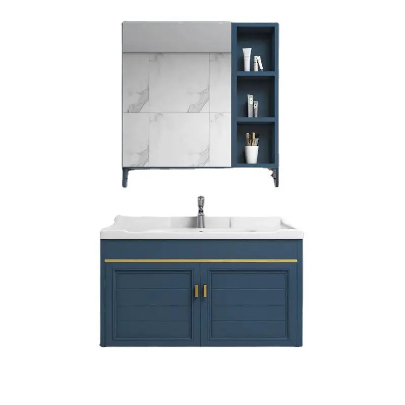 

Small apartment bathroom cabinet toilet washbasin space aluminum combination cabinet bracket ceramic hanging basin