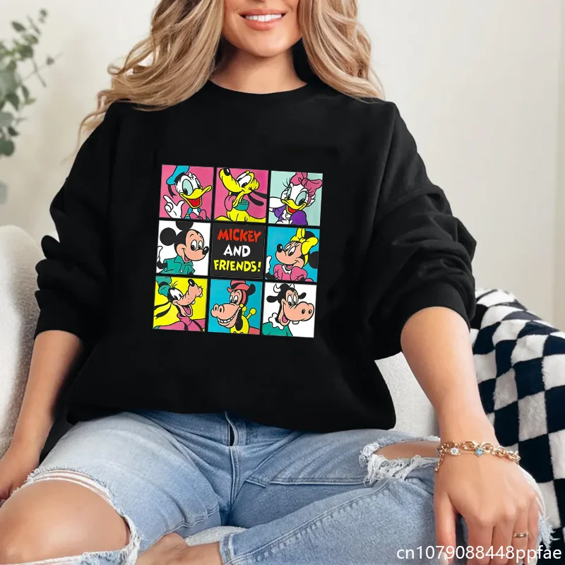 

Disney Mickey Friends Combo Printed Sweatshirt Women's Outdoor Fashion Casual Long Sleeve Pullover Top