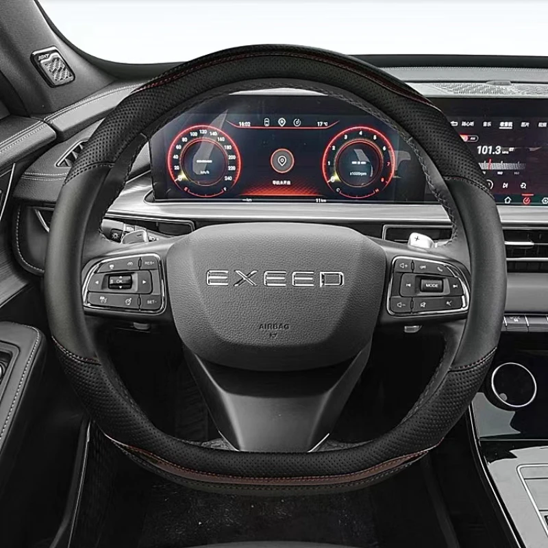 Carbon Fiber +Leather D Shape Car Steering Wheel Cover For Chery Exeed VX 2021 2022 LX 2019-2022 TXL 2019-2022 Auto Accessories 3