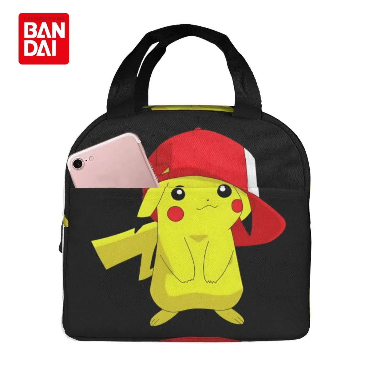 Bandai Japan Anime Pikachu Lunch Bag for School Kids Office Pokemon Sac Lunch Portable Thermal Cooler Lunch Box Handbag Gift