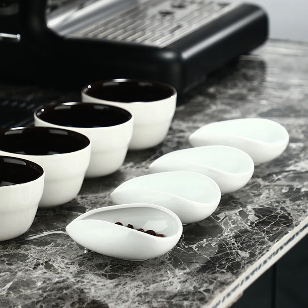 Coffee Beans Dose Trays Coffee Beans Shovel Pure White Pottery Tea Scoops For Espresso Coffee Beans Dose Trays Separator Tray