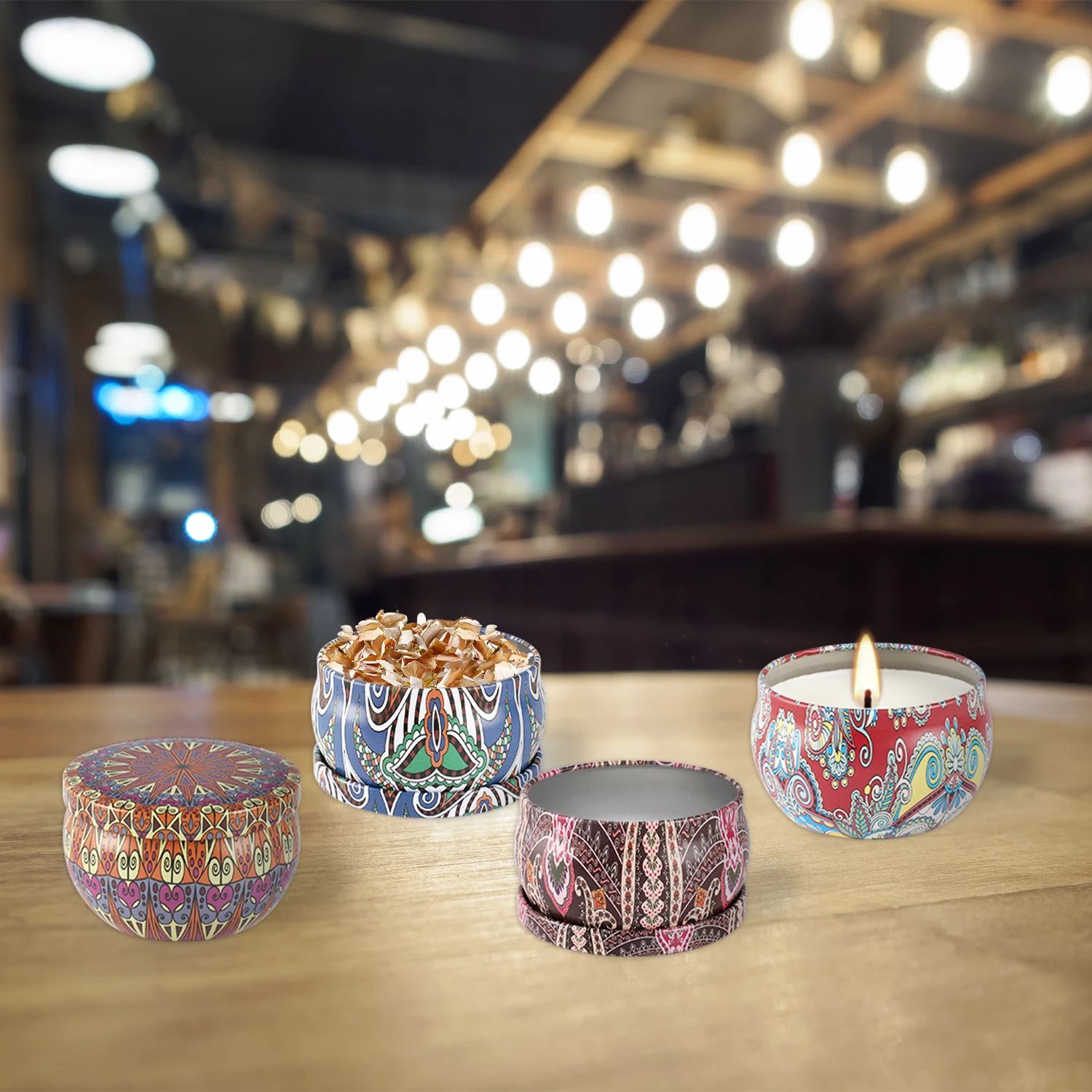 24 Pcs 1.57* 2.36inch (Approximately 4* 6cm) Ham-Style Round Metal Jars with Lids, Round Mold Containers for Candles, Suitable for Candle Making,