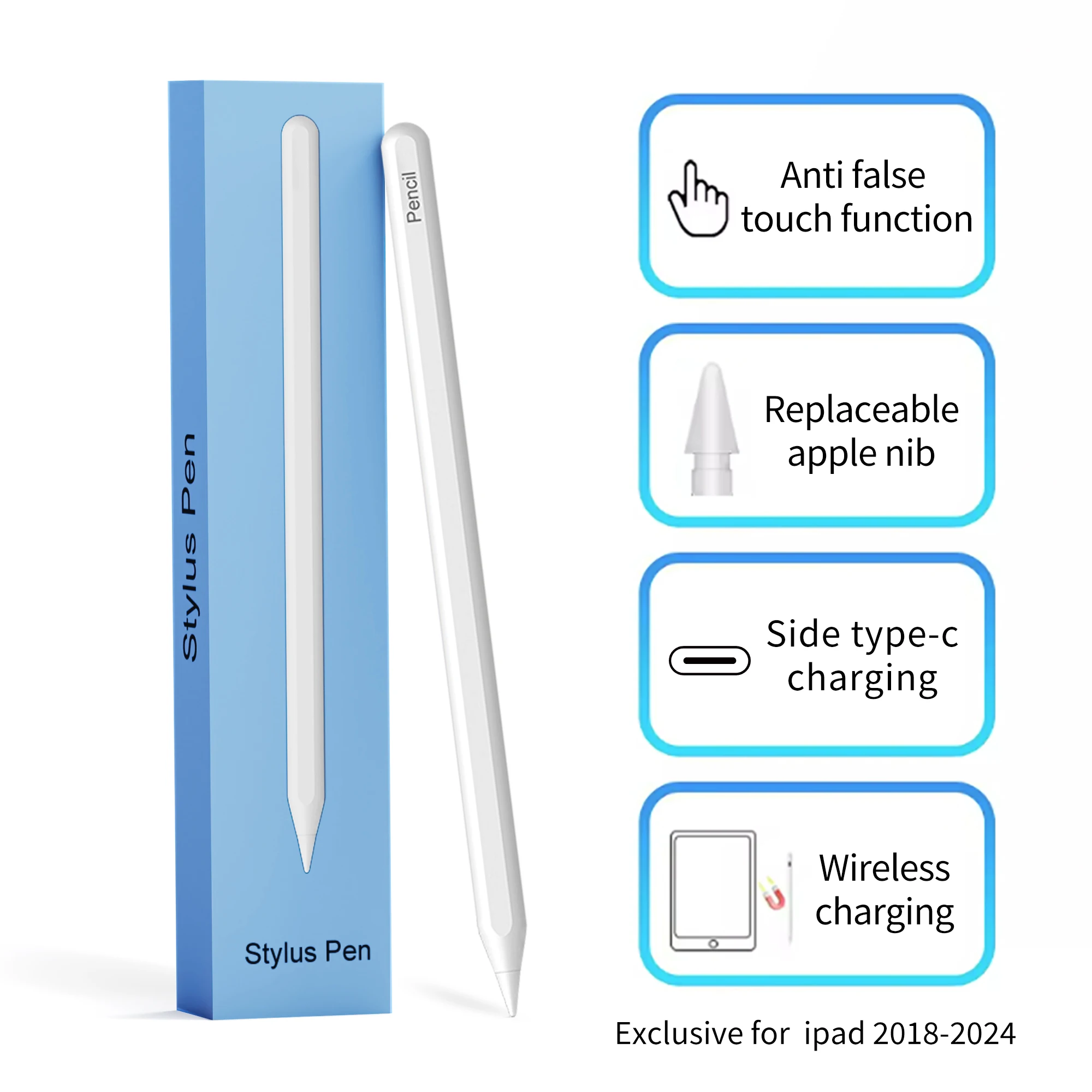 

Magnetic Type-C Charging Capacitive Stylus Pen with Tilt Sensitivity & Custom Functions Anti-False Touch Anti-Fake Stylus