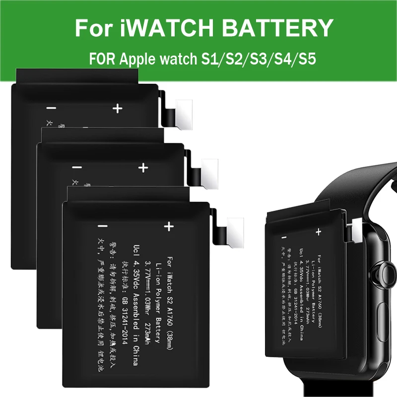 

Replacement Battery For iWatch Series 1 2 3 4 5 A1579 A1760 38mm 42mm Real Capacity Bateria for Apple Watch S1/2/3/4/5 battery