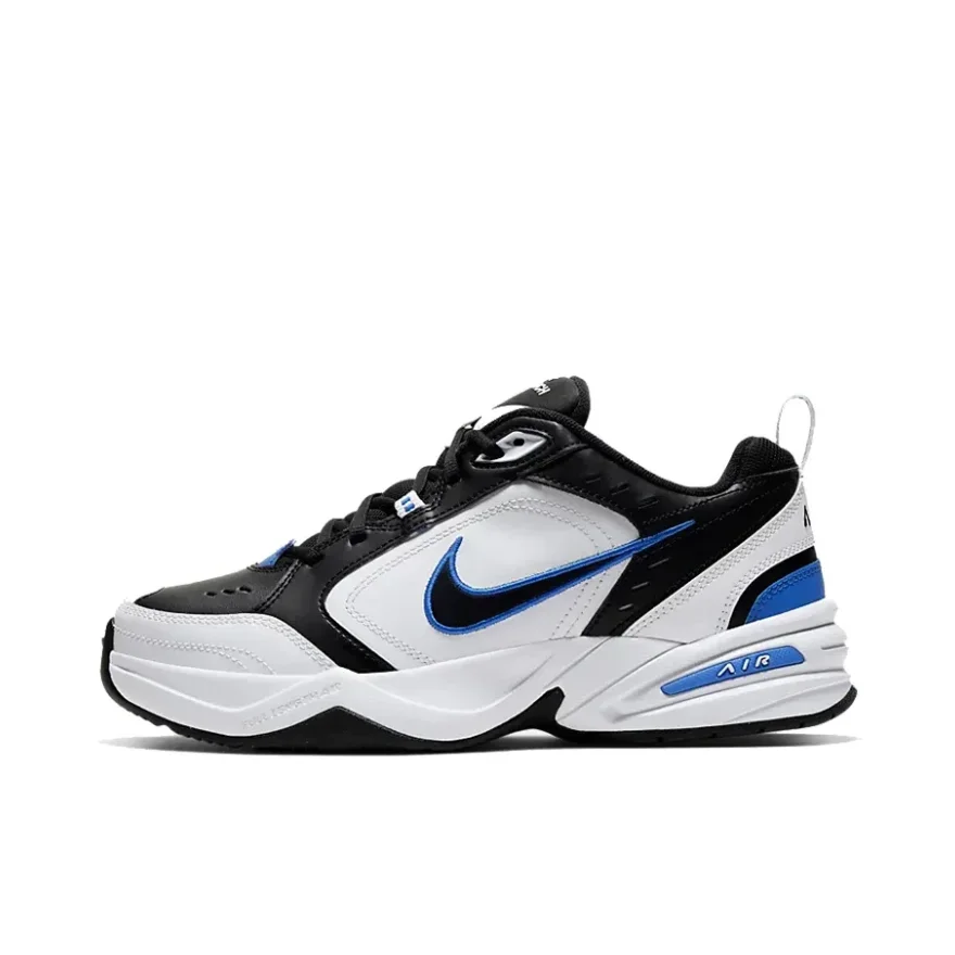 حذاء Nike Air Monarch 4 Athletic Comfort Classic Low Top Life كاجوال أسود وأبيض وأزرق